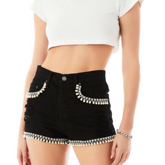 Carmar Pants - Rhinestone pearl shorts